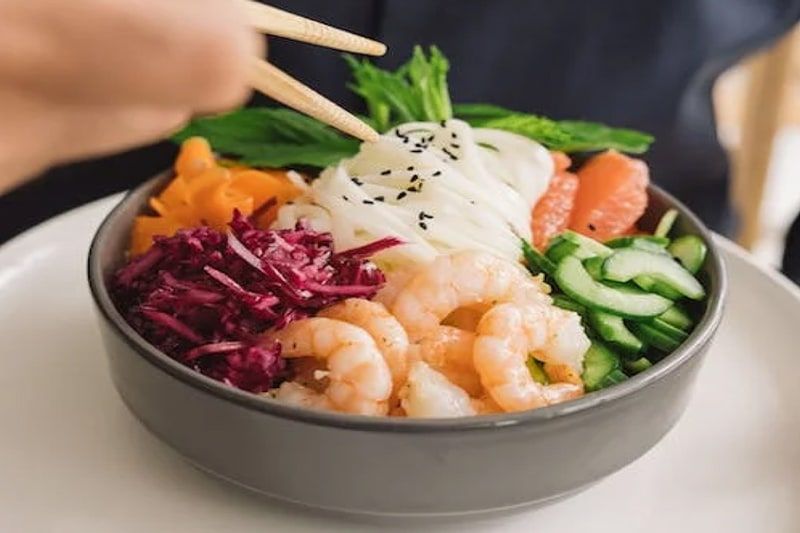 asian bowl with shrimps