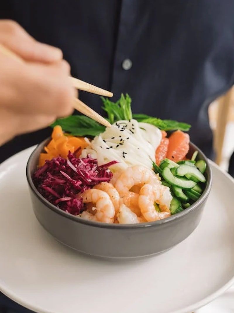 asian bowl with shrimps